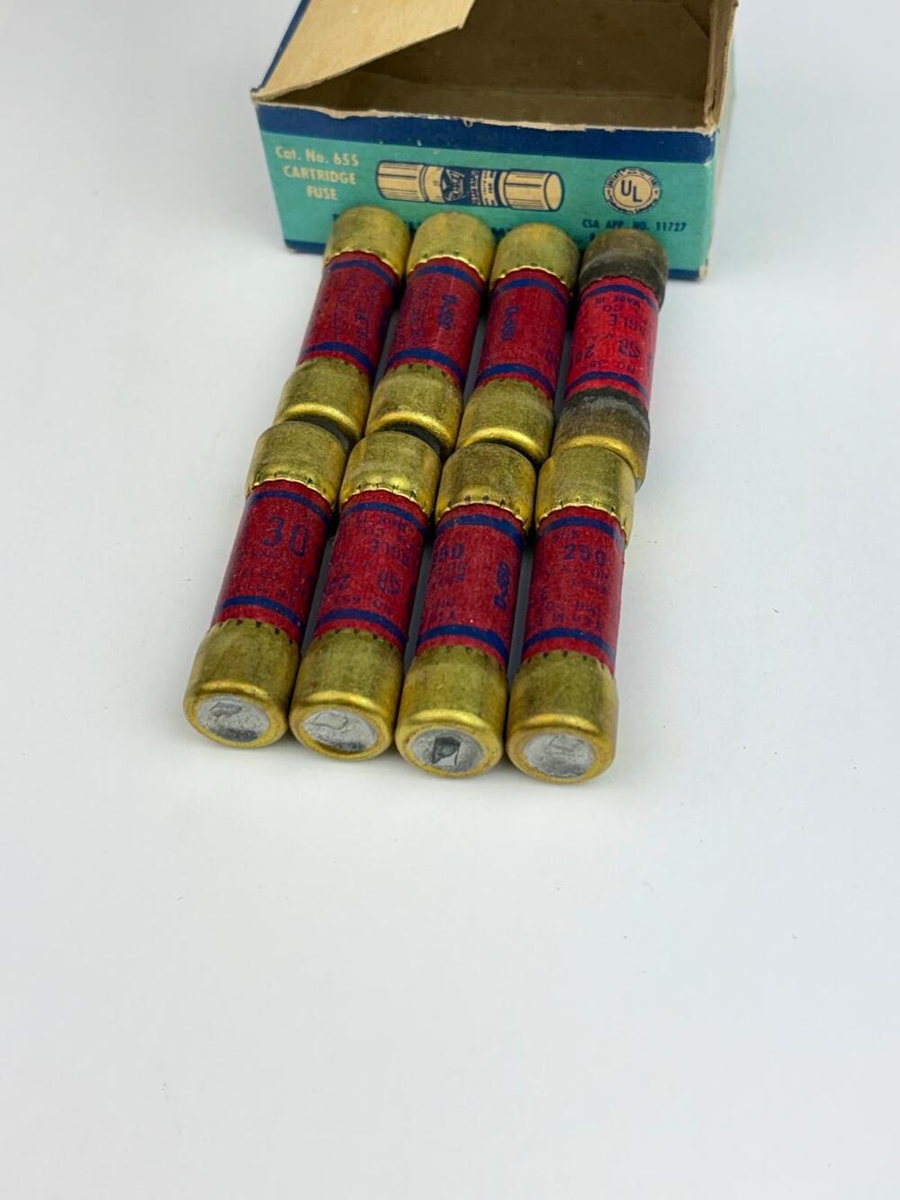 Eagle Electric Company No 655 30A 250V NonRenewable NEC Box of 8 Cartridge Fuses
